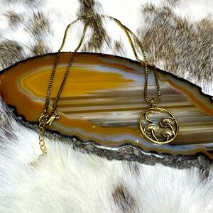 Gold Pendant Necklace mushrooms and crescent moon celestial new gift fairy core